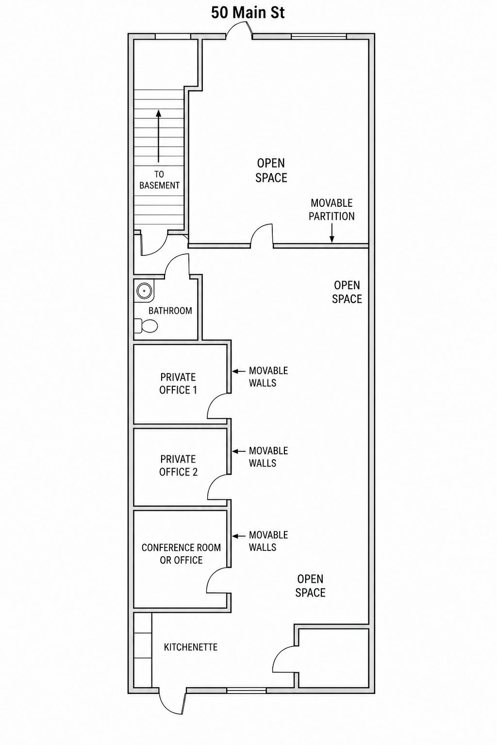 Floor plan of 50 Main Street ground floor